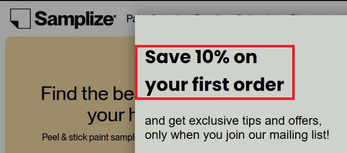 samplize 10% off on first order.webp