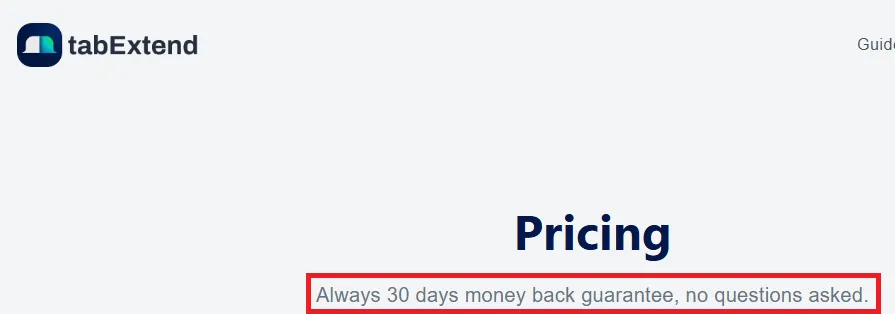 Tabextend money back guarantee