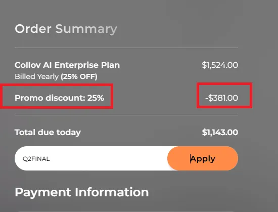 Collov AI 20% off coupon code