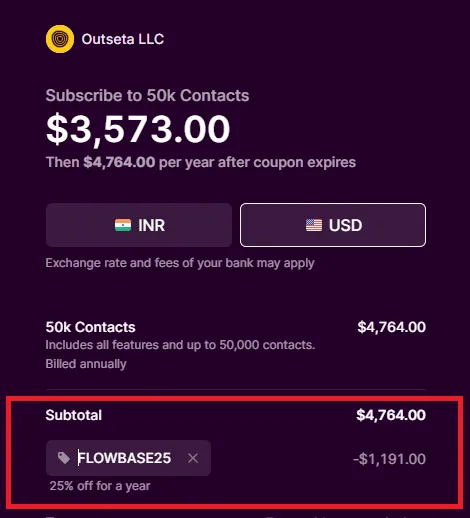 Outseta coupon code