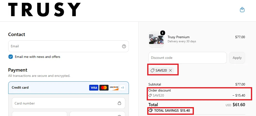 Trusy 15% off working coupon