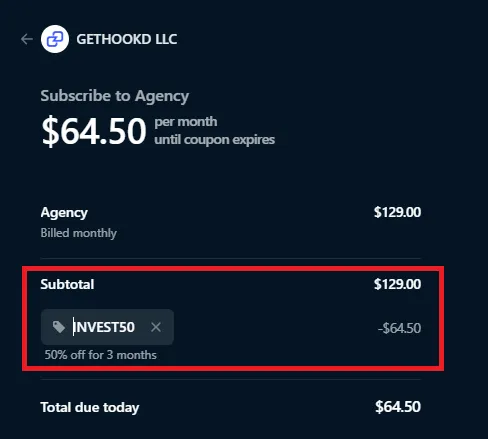 Gethookd 50% off coupon