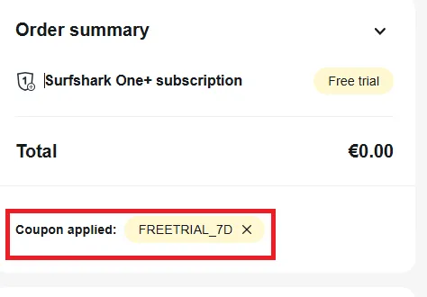 Surfshark free trial plan