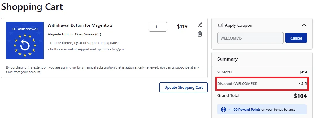 Mirasvit $15 off coupon code