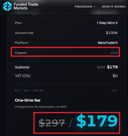 Fundedtradermarkets 75% offf coupon