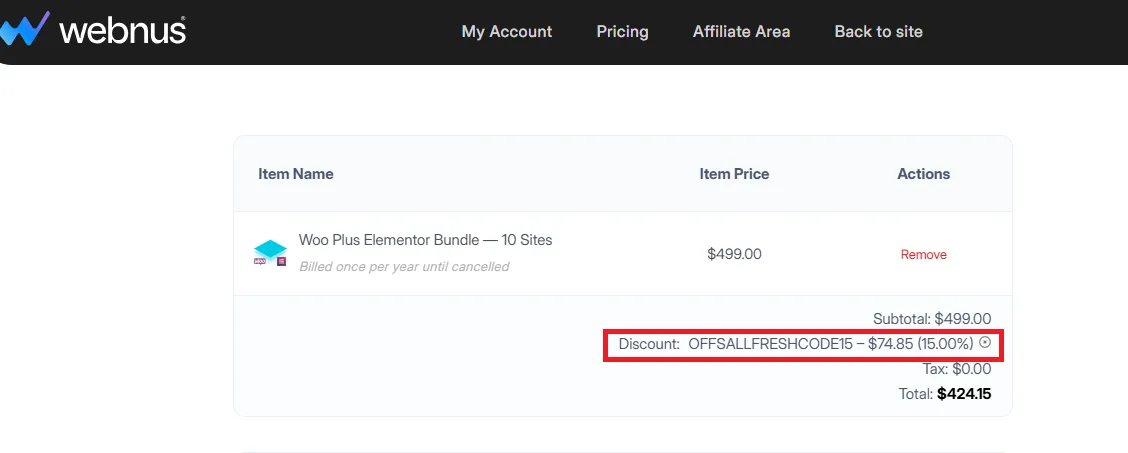 Webnus 15% discount coupon