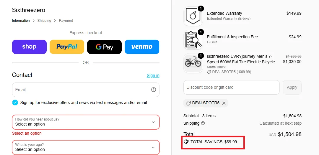 Sixthreezero 5% off coupon codes