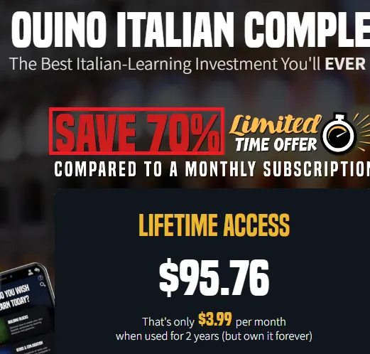 Ouinolanguages 70% discount on italian laguage learning course