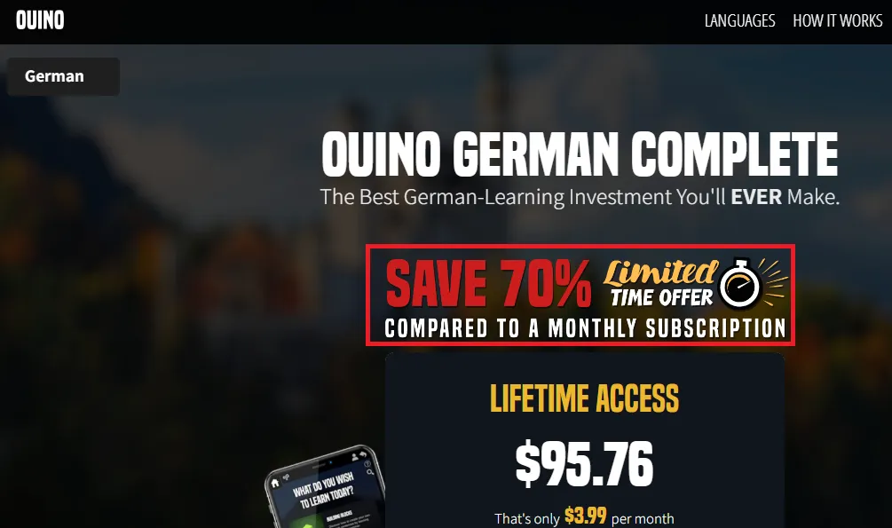 Ouinolanguages 70% off on german course