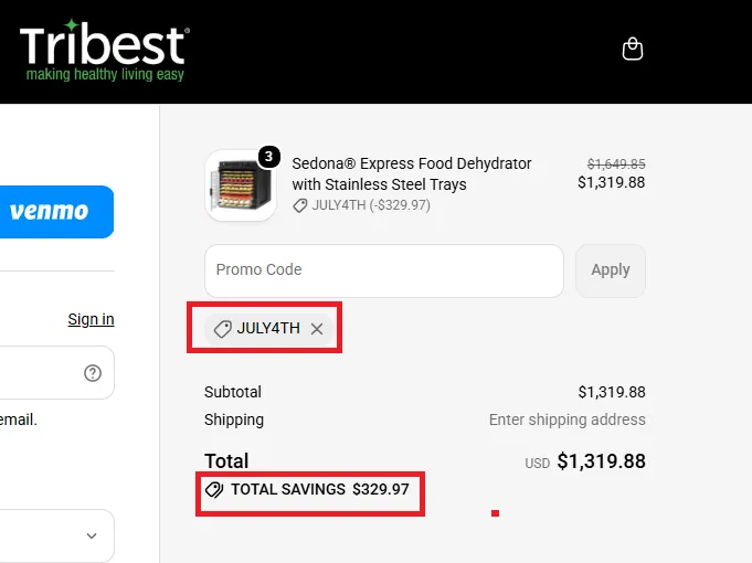 Tribest latest coupon code