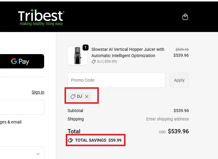 Tribest ten percent off coupon