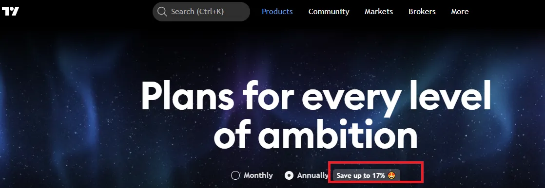 Tradingview 17 percent off on annual bill payment