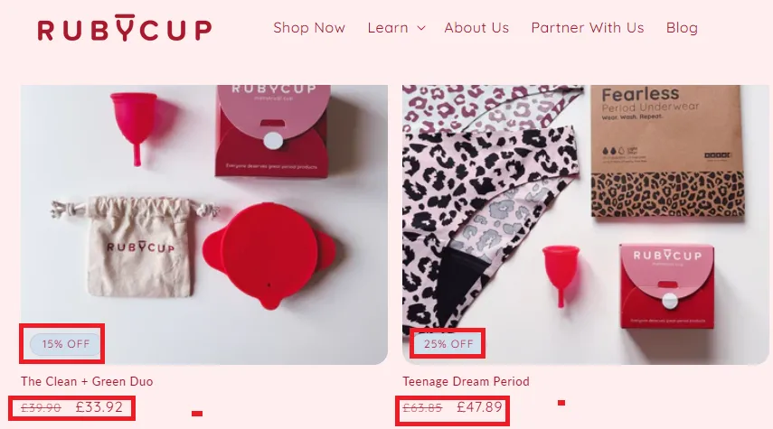 Rubycup 25% discount offer