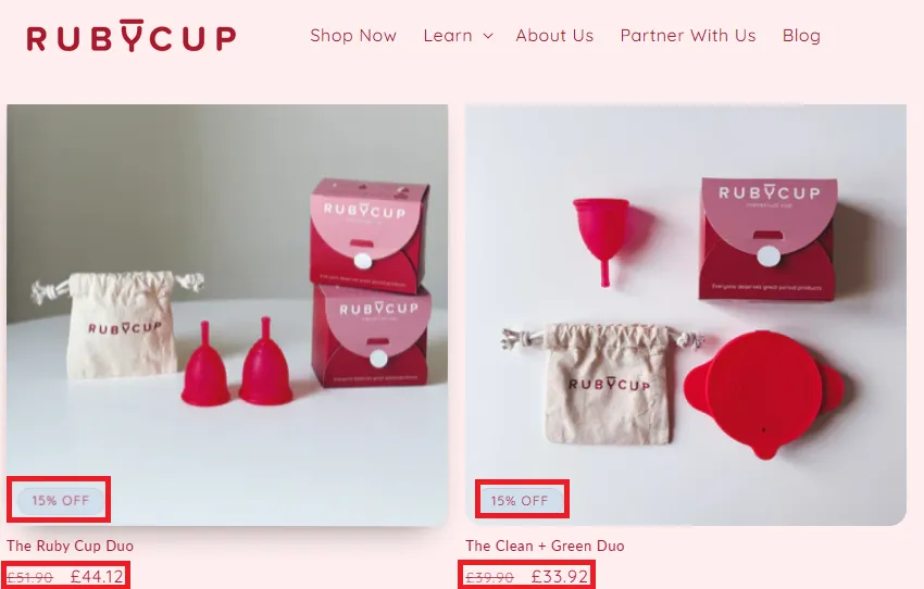 Rubycup 20% latest discount offer