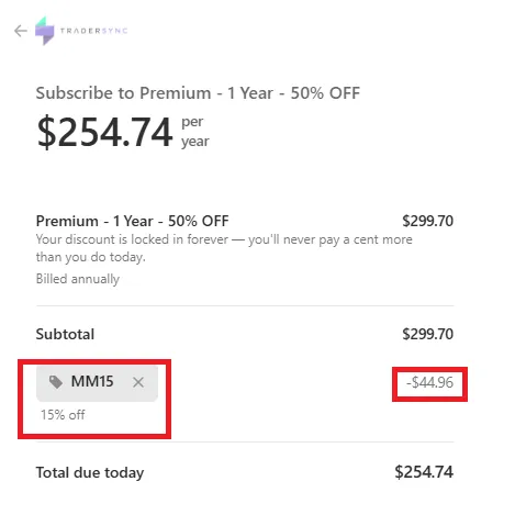 Tradersync latest coupon