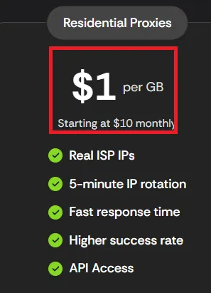 Instantproxies Residential Proxies plan