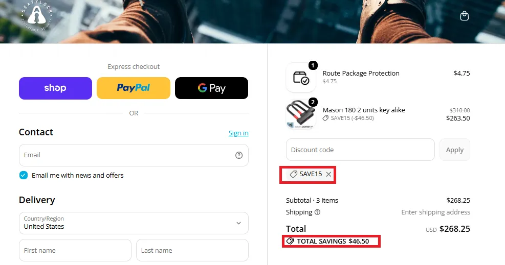 Seatylock 15% off coupon code