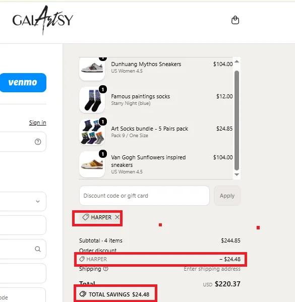 Galartsy discount code