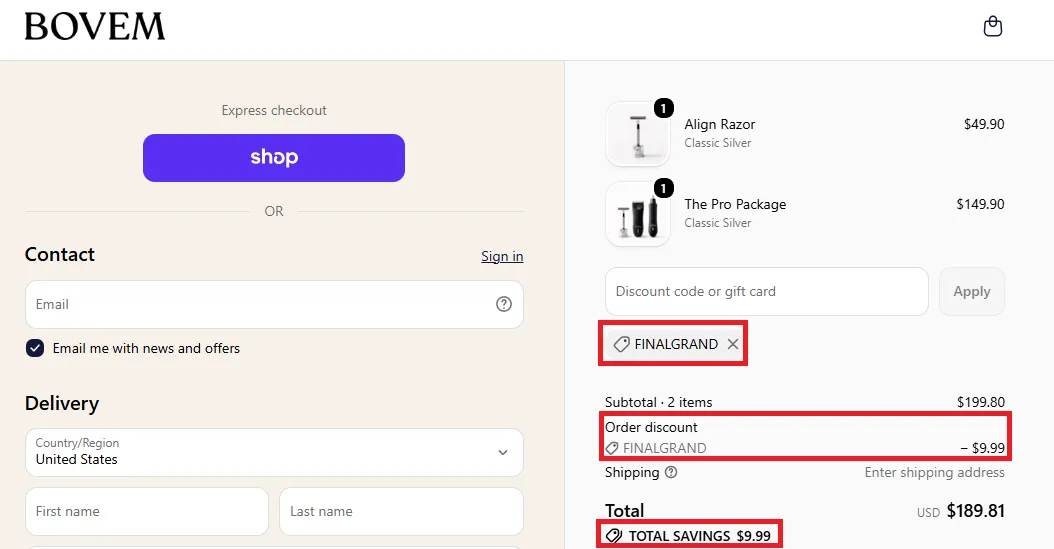 Bovem latest coupon code
