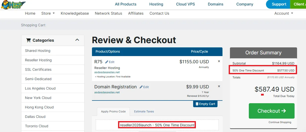 Hawkhost 50% off coupon code
