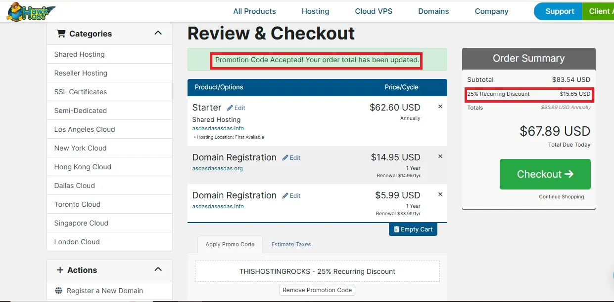 Hawkhost 20% off coupon