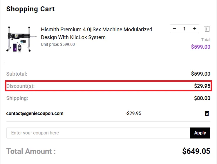 Hismith 10% off discount code Copy