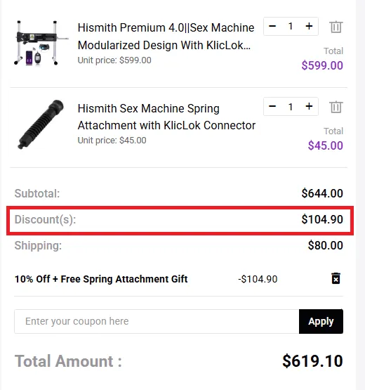 Hismith 17% off code