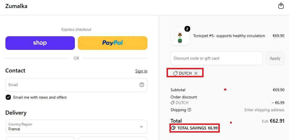Zumalka 6% off discont code