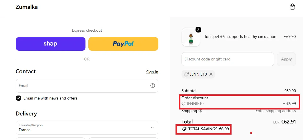Zumalka latest coupon