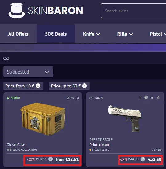 Skinbaron 32% off offer